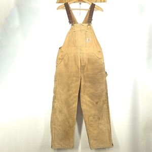VTG Carhartt Duck Canvas Overalls Men 38x30 Double Knee Distressed R02 Union Tag